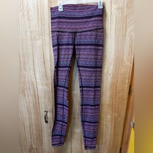 LULULEMON space dye purple pink black striped leggings 6 high waist full length